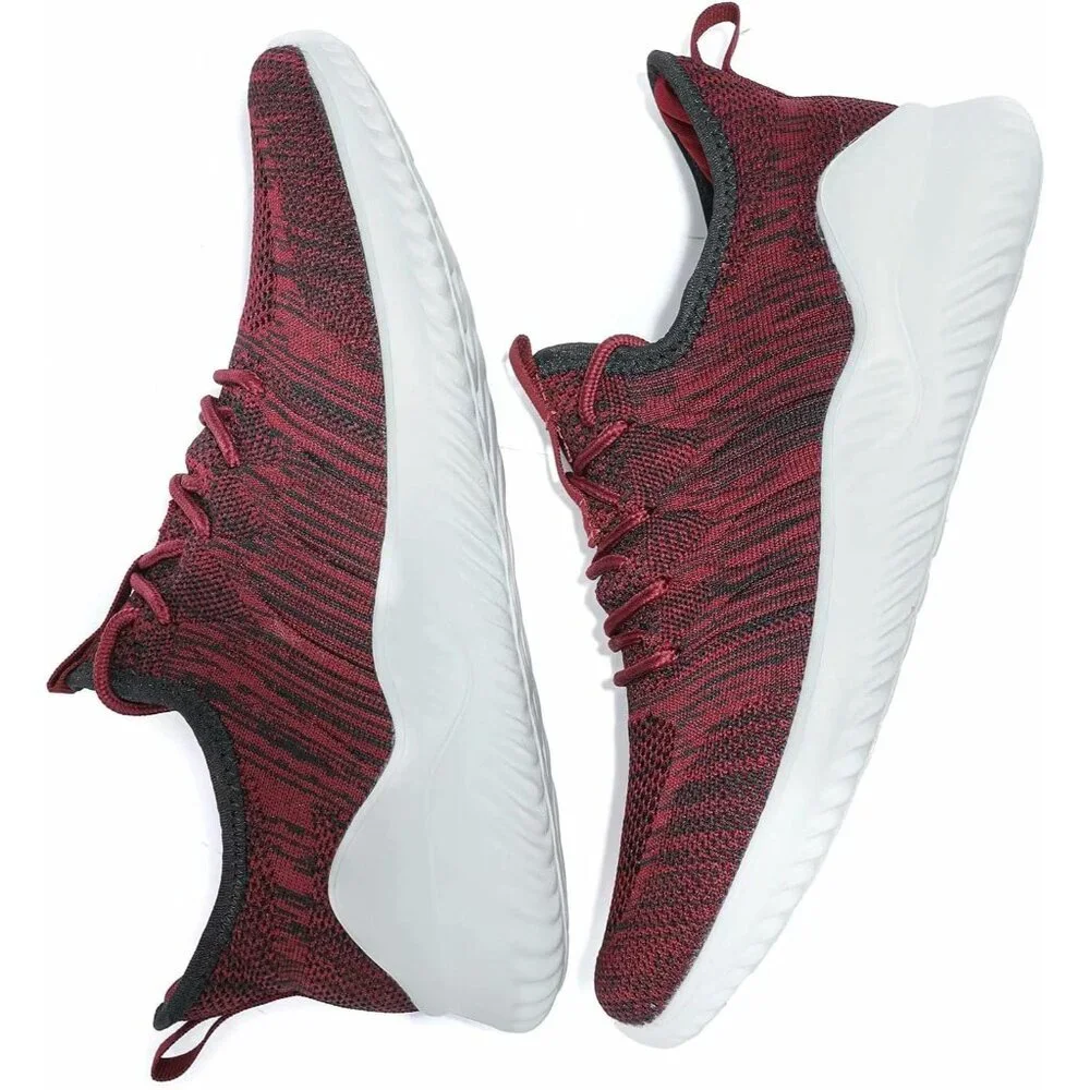 Men's Running Shoes Slip-on Walking Sneaker Lightweight Breathable Trainers Red - Picture 6 of 7